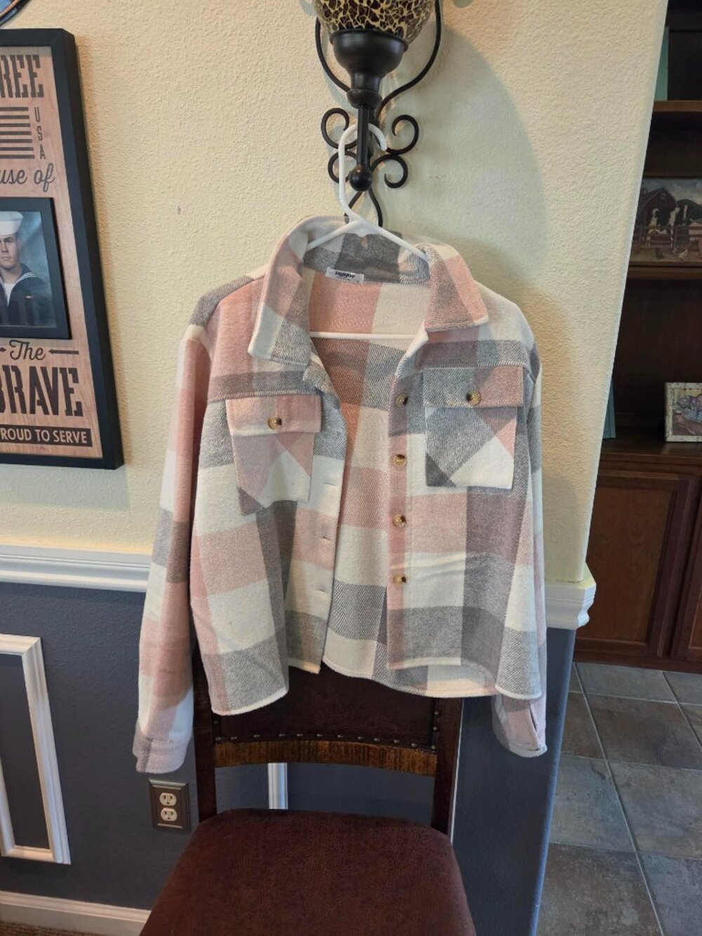 Zeagoo Flannels for Women Cropped Shacket Jacket